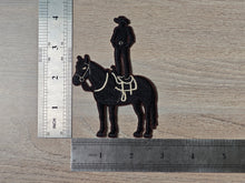 Load image into Gallery viewer, Embroidered Patch Cowboy Standing on Saddled Horse
